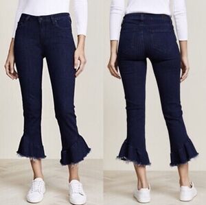 NWT Paige Flora Frayed Hem Merritt Dark Denim Jeans 26 Cropped